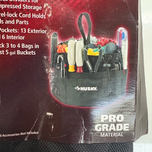 Husky Black Canvas Small Parts Organizer Pouch And Free 2 Pocket Nail Apron - Picture 3 of 8